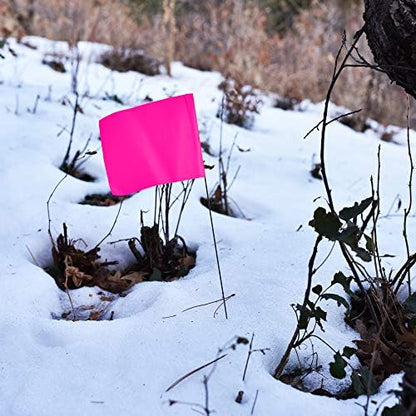 Pink Marking Flags 1000 Pack - 4x5x15 Inch Pink Flags for Yard - Markers For Lawn, Irrigation, Landscaping, Survey & Sprinkler Head Marking