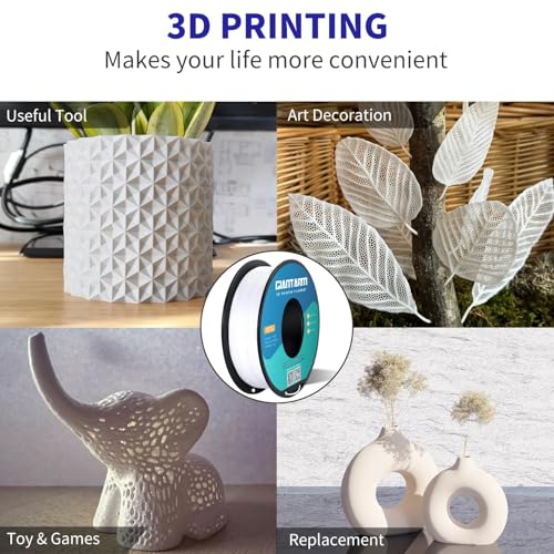 GIANTARM 3D Printer Filament, White Pla Filament, 1Kg(2.2lbs) Spool, 1.75mm Dimension Accuracy +/- 0.03mm, 3D Printing Filament