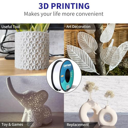 GIANTARM 3D Printer Filament, White Pla Filament, 1Kg(2.2lbs) Spool, 1.75mm Dimension Accuracy +/- 0.03mm, 3D Printing Filament