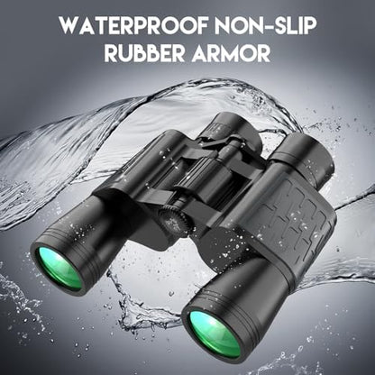 10x50 HD Binoculars for Adults High Powered, Waterproof & Compact Binoculars for Bird Watching, Hunting, Travel–Low Light Vision, Non-Slip Grip, Durable Optics