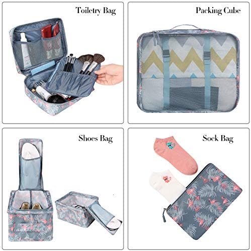 BAGAIL 8 Set Packing Cubes Luggage Packing Organizers for Travel Accessories (Red Flamingo)