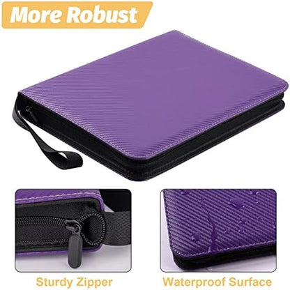 9 Pocket Card Binder, Premium Zip Trading Card Binder, 720 Double Sided Pocket PU Card Collection Binder, Collector Card Album, Card Folder for MTG, TCG, Sports Cards, Game Cards (purple)