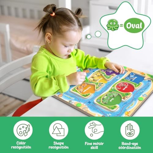 Magnetic Color & Shape Maze - Montessori Toys for 3 4 5 Year Old, Color and Shape Sorting Toy, Montessori Toys for Kids Boys Girls Gifts Ages3+, Preschool Learning Activities