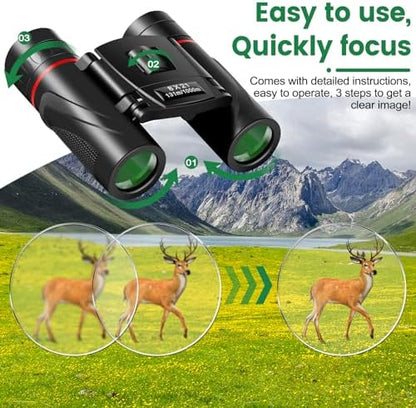 8x21 Mini Lightweight Binoculars, Compact Pocket Binocularsfor Adults Kids, Small Protable Binoculars for Bird Watching Travel Opera Theater Sports Scenery (Red)