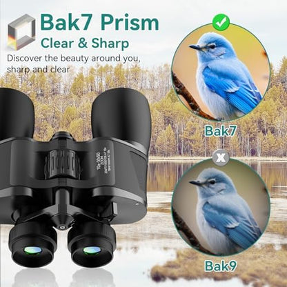 MLight 10-30X50 Zoom Binoculars for Adults, High Powered Military Binoculars for Bird Watching, Hunting, Outdoor, Hiking, Concerts Large View/Waterproof/BAK7 Prism/FMC Lens/Low Light Night Vision