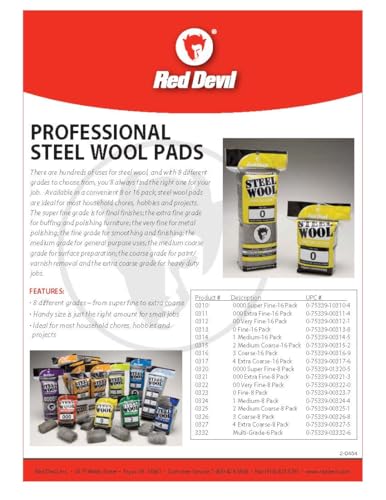 Red Devil 0324 Steel Wool, 1 Medium, (Pack of 48)