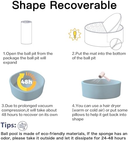 Ball Pit for Toddlers 35.43''x11.81 Baby Ball Pits Soft Memory Foam Ball Pit Round Kids Ball Pit Indoor Game Kids Play Ball Pool Ideal Gift for Girls and Boys (Lightblue, NO Balls)