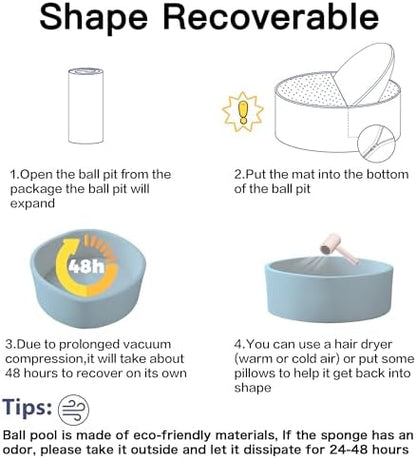 Ball Pit for Toddlers 35.43''x11.81 Baby Ball Pits Soft Memory Foam Ball Pit Round Kids Ball Pit Indoor Game Kids Play Ball Pool Ideal Gift for Girls and Boys (Lightblue, NO Balls)