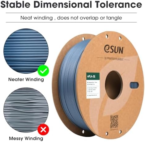 eSUN PLA Basic Filament 1.75mm, 3D Printer Filament High Speed PLA for Fast Printing, 1KG per Spool, 2 Spools High Speed 3D Printing Filament, Grey