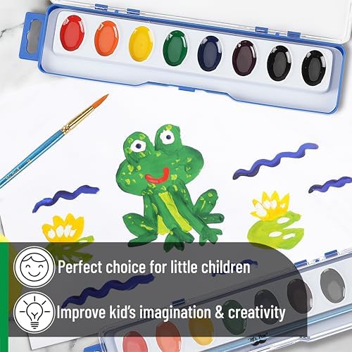 Mr. Pen- Washable Watercolors, 24 Pack, 8 Colors with Paint Brush, Bulk Watercolor Paint Set, Water Color Painting Kids, Watercolors for Kids and Adults