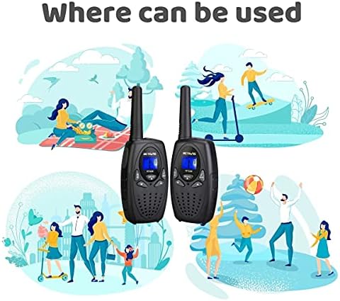 Retevis RT628 Walkie Talkies for Kids,Walky Talky,Key Lock,VOX Crystal Voice,Easy to Use, Christmas Gifts for Boys Girls Kids(Black,2 Pack)