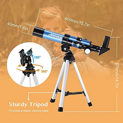 AOMEKIE Telescopes 40/400 with Tabletop Tripod 2 Eyepieces Portable Telescopes for Astronomy Beginners with Finderscope and Compass,Space, Gifts