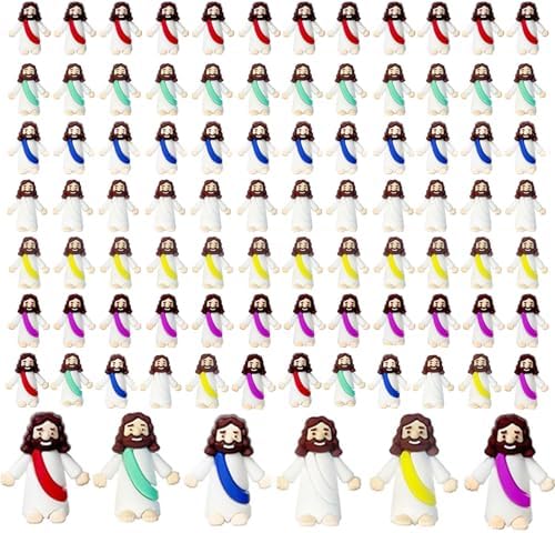 Mini Jesus Figures, Set of 100pcs Action Figures Little Jesus Figures, Tiny Jesus Figures to Hide and Seek Religious Gifts for Easter Egg Stuffers