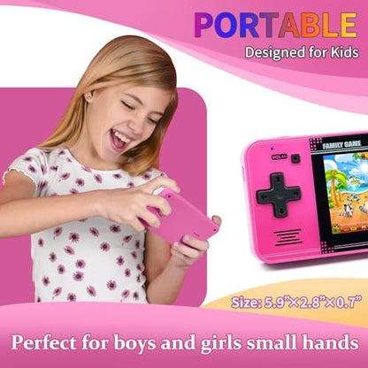 Handheld Game for Kids -Preloaded 220 Retro Video Games, Portable Gaming Player with Rechargeable Battery 3.0" LCD Screen, Mini Arcade Electronic Toy Gifts for Boys Girls (Red)