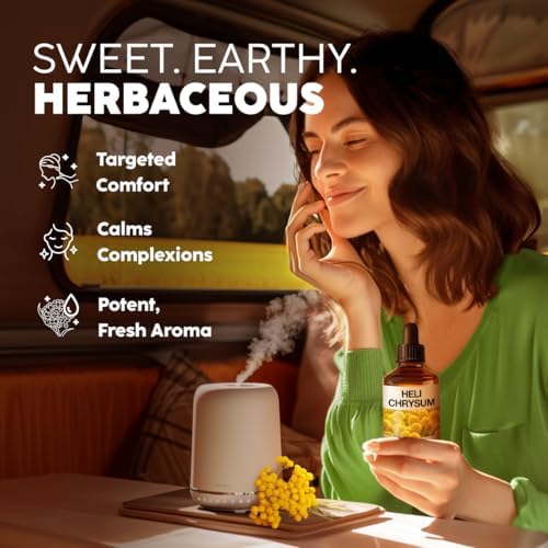 KUKKA Helichrysum Essential Oil for Skin, Relaxation - 100% Pure and Natural Undiluted Helichrysum Oil for Aromatherapy, Skin Care, Home Diffusers, Massage and Humidifiers - 4 fl oz, Non-GMO