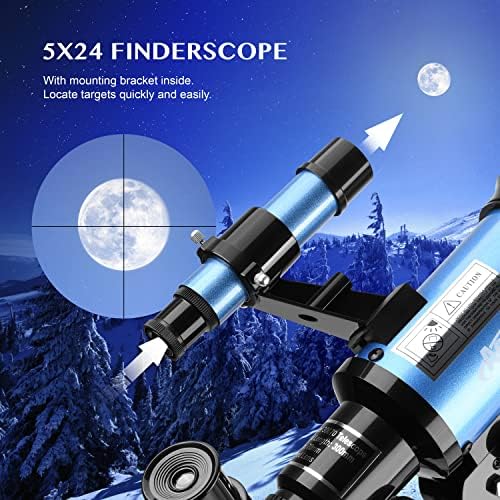 AOMEKIE Telescopes,70mm Aperture 300mm Table Tripod, Astronomical for Beginners,2 Eyepieces 150X with Smartphone Adapter Moon Filter 3X Barlow
