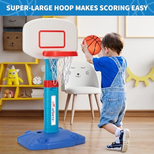 Toddler Basketball Hoop Indoor for Age 1-3, Adjustable Kids Basketball Hoops, Mini Basketball Hoop with 3 Balls for Outdoor Poolside, Birthday Christmas Sport Toys Gift for Baby Boys Girls Age 1 2 3 4