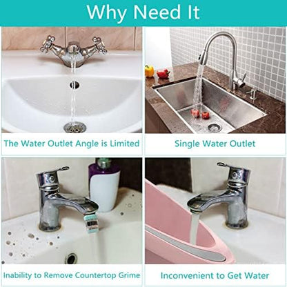 1080°Swivel Faucet Extender, Sink Water Faucet Aerator Extension in Brass, Swivel Robotic Arm Bathroom Faucet Extender, Kitchen Rotating Extension Filter with 2 Mode Splash