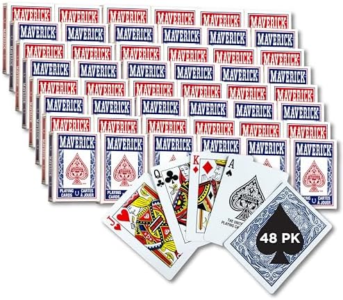 Maverick Playing Cards, Standard Index, Red and Blue, 48 Pack