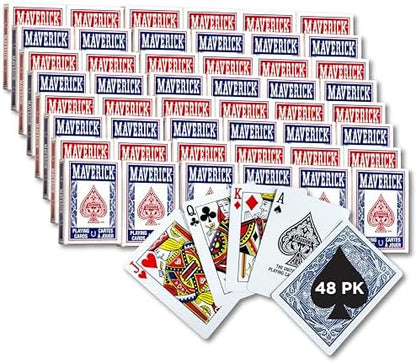 Maverick Playing Cards, Standard Index, Red and Blue, 48 Pack