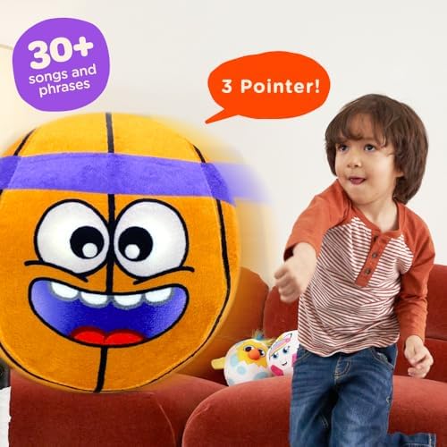 Move2Play, Hilariously Interactive Toy with Music & Sound Effects | Birthday Gift for Boy & Girl | Ball for Toddler & Baby | Indoor/Outdoor | 1, 2, 3+ Year Old (Football) (Basketball)