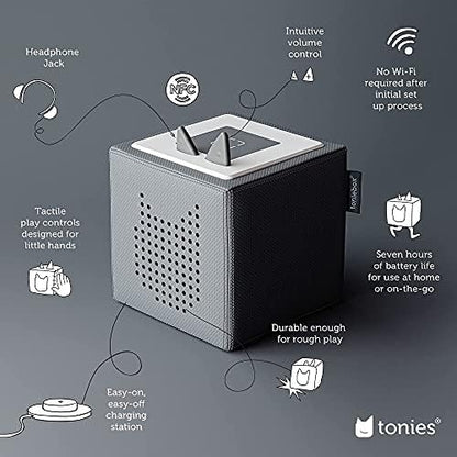 Toniebox Audio Player Starter Set with Playtime Puppy - Listen, Learn, and Play with One Huggable Little Box - Gray