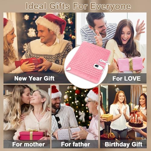 Heating Pad,Electric Heating Pads for Back,Hot Heated Pad for Abdomen,Shoulder,Knee,Multiple Temp and Auto Shut Off(Baby Pink,20''×24'')