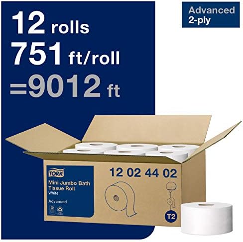 Tork Matic Paper Hand Towel Roll White H1 (6 Rolls) and Tork Mini Jumbo Toilet Paper Roll White T2 (12 Rolls)