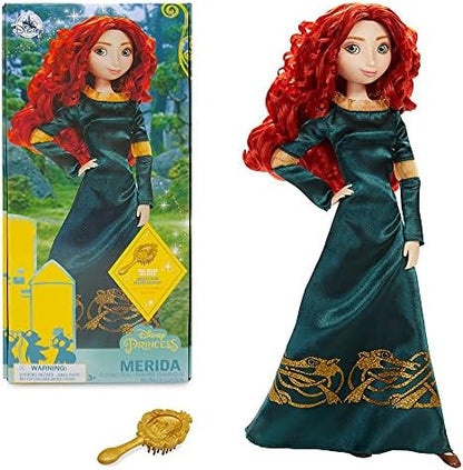Disney Store Girl's Princess Classic Doll (Merida), 11 Inches, Includes Brush with Molded Details, Fully Posable Toy in Classic Outfit