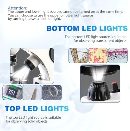 Microscope for Adults Kids 40X-2000X Compound Monocular Microscope for Students School Laboratory Home Education with Slides Set Phone Adapter