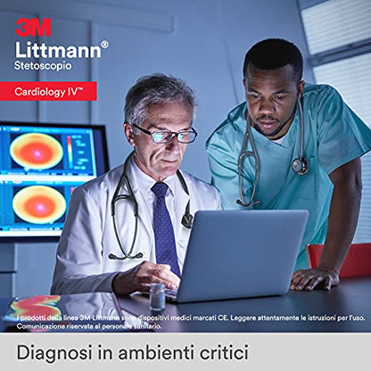 3M Littmann Cardiology IV Diagnostic Stethoscope, 6242, More Than 2X as Loud, Weighs Less, Stainless Steel High Polish Rainbow Chestpiece, 27" Navy Blue Tube, Black Stem, and Headset