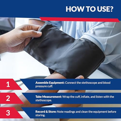 Dixie EMS Blood Pressure and Sprague Stethoscope Kit - Black