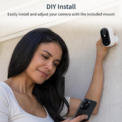 Arlo Essential Security Wireless 2K Camera with Spotlight, Indoor/Outdoor, 2nd Gen, 2-Way Audio, Color Night Vision, Motion Activation, Real Time Notifications, White, VMC3350, 3-Pack (Renewed)