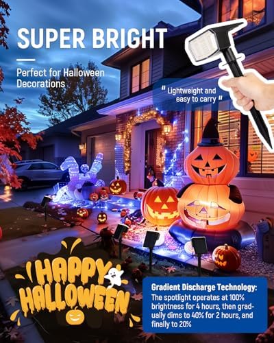 Solar Spot Lights Outdoor Waterproof 4 Pack IP65, 63 LED 3 Lighting Modes Spotlights for Yard Garden House Garage Pathway