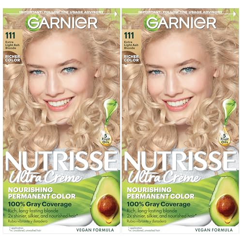 Garnier Hair Color Nutrisse Nourishing Creme, 111 Extra-Light Ash Blonde (White Chocolate) Permanent Hair Dye, 2 Count (Packaging May Vary)