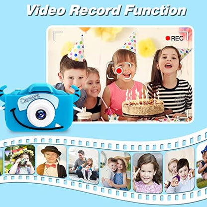 Goopow Kids Camera Toys for 3-8 Year Old Girls Boys,Children Digital Video Camcorder Camera with Cartoon Soft Cover, Best Chritmas Birthday Festival Gift for Kids - 32G SD Card Included