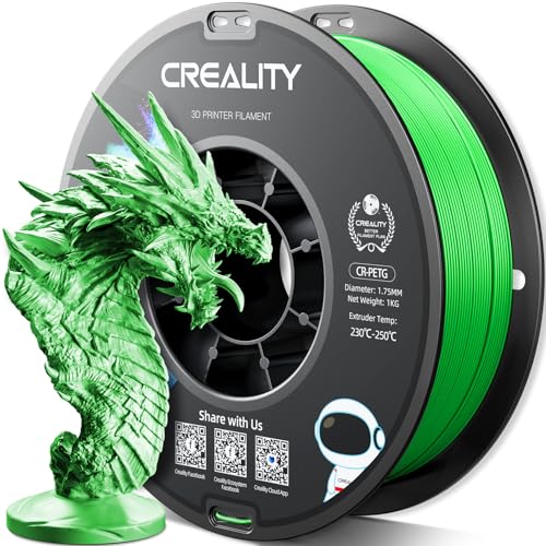 Official Creality PETG 3D Printer Filament 1.75mm 1KG (2.2lbs), High Precision, Strong Toughness, Odorless, Better Flow, Moistureproof 3D Printing CR PETG Filament, Green