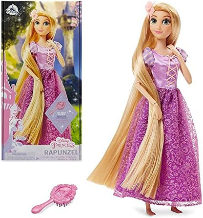 Disney Store Girl's Disney Princess Classic Doll (Rapunzel from Tangled), 11 Inches, Includes Brush with Molded Details, Fully Posable Toy in Classic Outfit - Disney Princess Toys