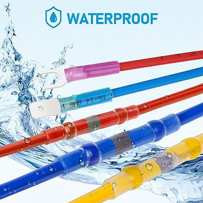 TICONN 1250Pcs Heat Shrink Wire Connectors, Waterproof Automotive Marine Electrical Terminals Kit, Crimp Connector Assortment, Ring Fork Spade Butt Splices