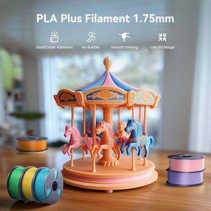 SUNLU PLA Plus Filament 1.75mm Black 1KG, Neatly Wound 3D Printer Filament 1.75mm, PLA+ 1000g, Dimensional Accuracy +/- 0.02 mm, Fit Most FDM 3D Printers, 1kg Spool (2.2lbs), Roasted Chestnut Black