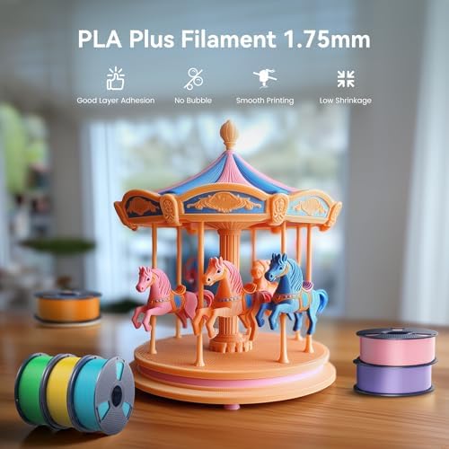 SUNLU 3D Printer Filament Pack, 0.25kg Each Spool, Total 2kg, Mini Spool, PLA+ Filament 1.75mm, 8 Packs, Roasted Chestnut+Bone White+Grey+Klein Blue+Red+Yellow+Coffee Brown+Olive Green