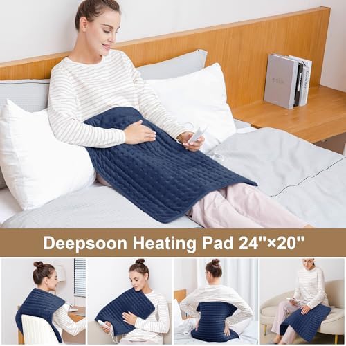 Heating Pad-Electric Heating Pad for Back,Neck,Abdomen,Moist Heated Pad for Shoulder,Knee,Hot Pad for Arms and Legs,Dry&Moist Heat & Auto Shut Off(Dark Blue, 12''×24')