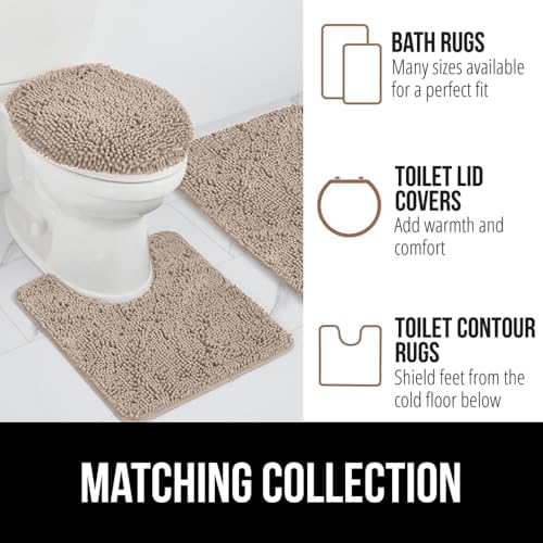 GORILLA GRIP Bath Rug Mat, Thick Absorbent Chenille, Quick Dry Microfiber Mats, Rubber Backing Washable Shower Floor Rugs, Bathmat Runner, US Designed Bathroom Home Decor Accessories 24x17, Gray Beige