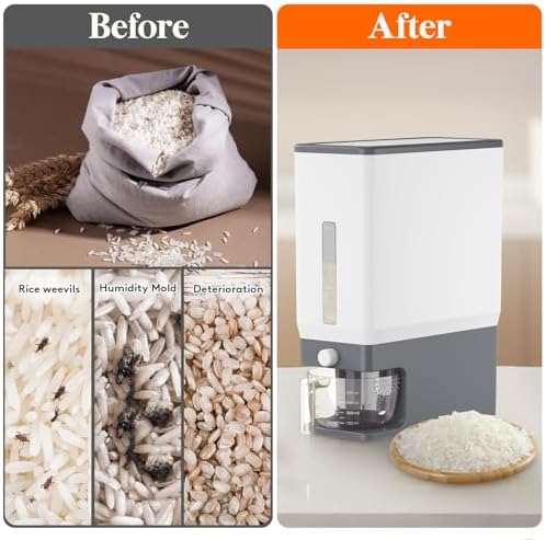 Lifewit Rice Dispenser 25 Lbs(11.3kg), Rice Storage Container Sealed Moisture Proof with Measuring Cup for Kitchen Pantry Household, BPA-Free