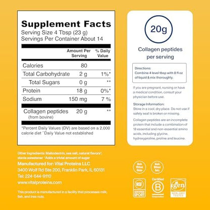 Vital Proteins Collagen Peptides Powder Vanilla - Supports Hair, Skin, Nails, Bones, Joints, Powder for Women