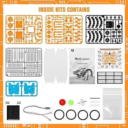 STEM 13-in-1 Education Solar Robot Toys for Age 8-12, DIY Building Science Experiment Robots Kit Birthday Gifts for 8 9 10 11 12 Years Old Boys Girls Kids Teens, Solar Powered by The Sun