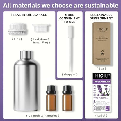 HIQILI 16 Ounces Lavender Essential Oil Pure, 100% Natural for Aromatherapy Diffuser, Skin Care, Hair, Includes Premium Glass Dropper-16 Fl Oz