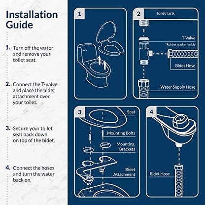 Bio Bidet SlimEdge Simple Bidet Toilet Attachment in White with Dual Nozzle, Fresh Water Spray, Non Electric, Easy to Install, Brass Inlet and Internal Valve