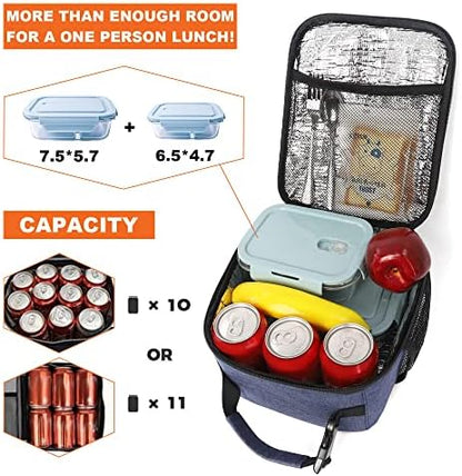 Femuar Lunch Box for Men Women Adults Small Lunch Bag for Office Work Picnic - Reusable Portable Lunchbox, Blue