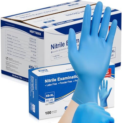 Schneider Nitrile Exam Gloves, Blue Disposable Gloves, Medical Grade, Food Grade, Latex Free, Powder Free